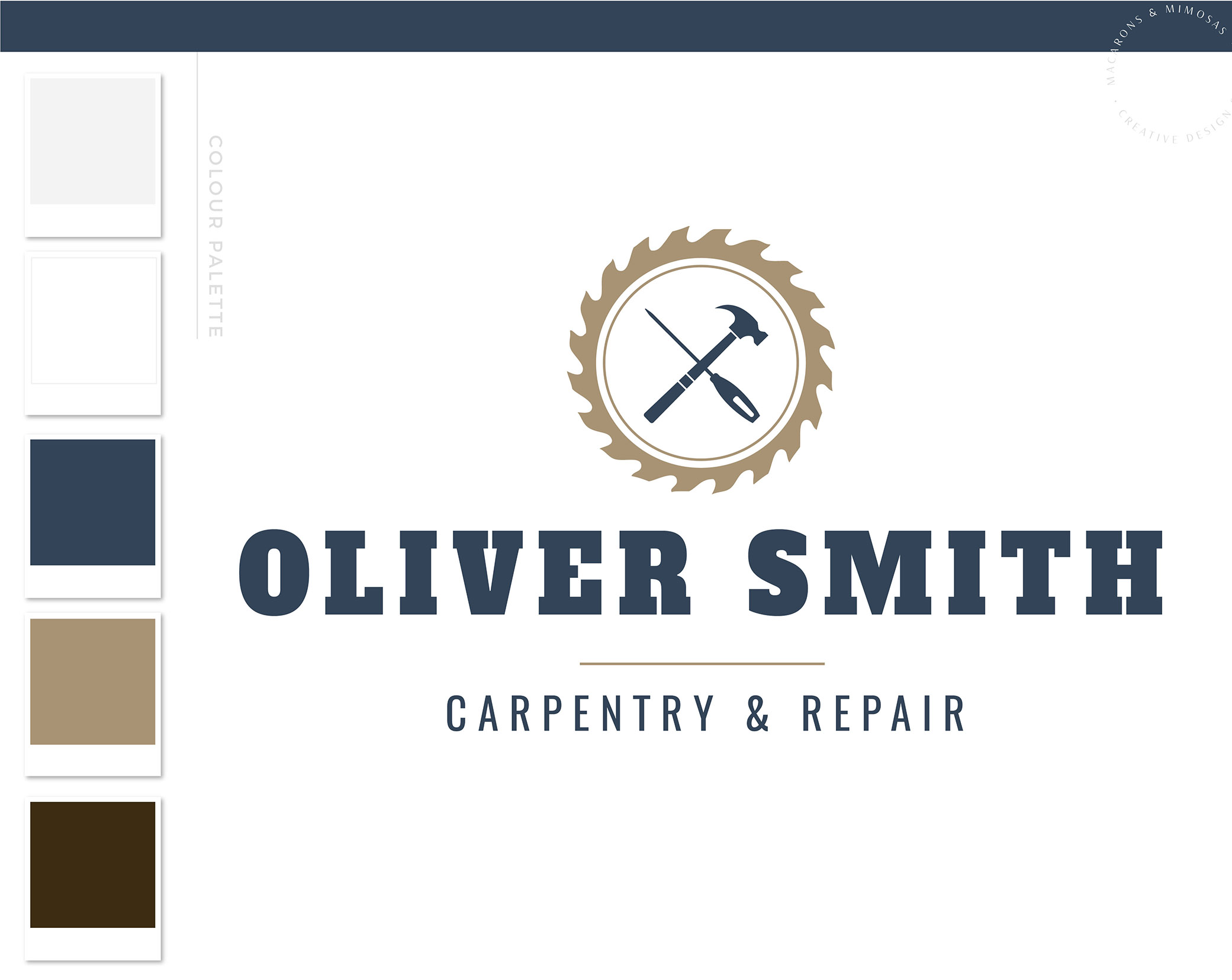 Carpentry Logo Design, Woodworking logo, Home Repair Services Logo, Handyman Logo, Masculine Branding Kit, Saw Blade Logo, Flooring Roofing