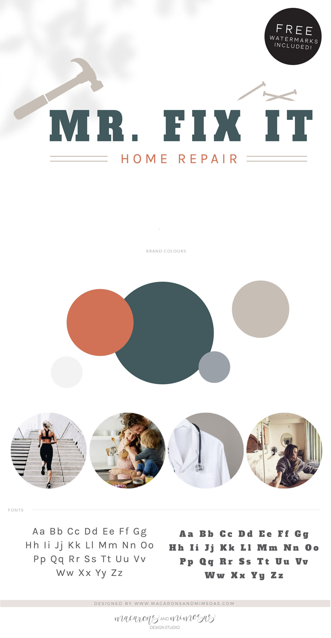 Home Repair logo, Handyman Logo, Carpentry Logo Design, Woodworking Services Logo, Five Star Masculine Branding Kit, Home Inspection Logo