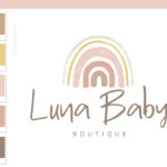 Rainbow Logo Design, Boho Baby Boutique Logo and Watermark, Photography Branding Kit, Cute Kids Logo Branding
