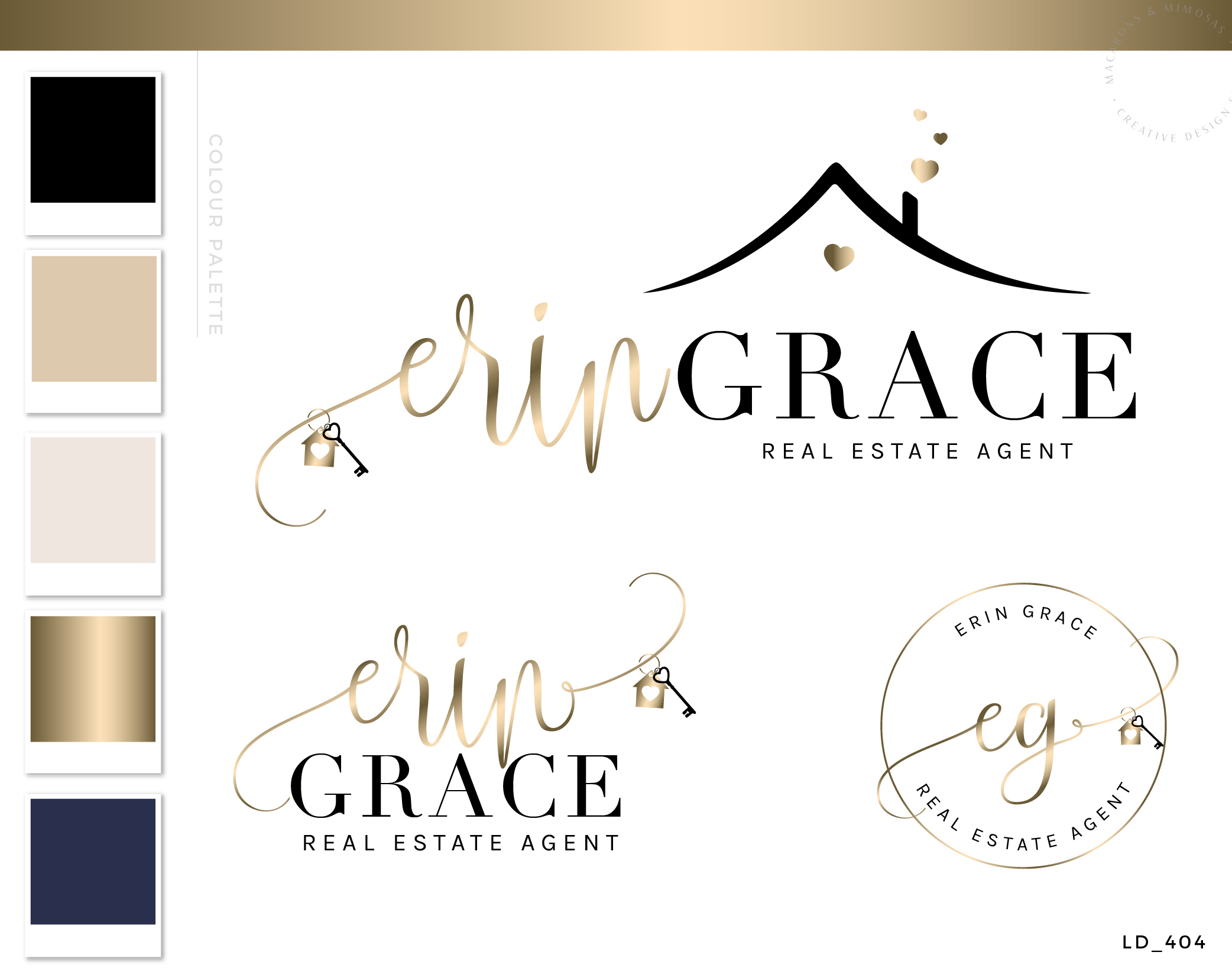 Gold house Realty Logo, Real Estate and Interior Design Key Logo, House with heart and Key design, Realtor marking Branding