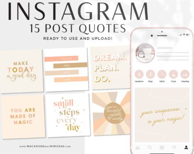 15 Inspirational Instagram Quotes, Ready to Post Pack of Boho Retro Rainbow, Magic social media quotes, instagram bundle, Motivational Quote