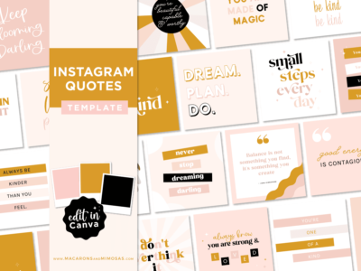 Inspirational Boho Quotes for Instagram. Bundle of motivational social media quotes in a pretty rainbow style featuring fun cute bubble fonts.