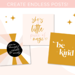 Inspirational Boho Quotes for Instagram. Bundle of motivational social media quotes in a pretty rainbow style featuring fun cute bubble fonts.