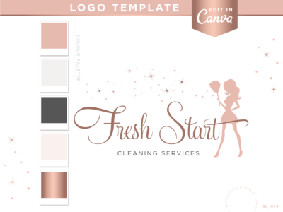 Cleaning lady logo design with duster and sparkle font. Housekeeper logo for cleaning service branding. Perfect for Maid, Corporate Office Cleaner Business