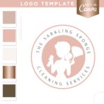 Maid Cleaning Service Logo editable in Canva. Sparkle Single logo you can add to your business card for your house cleaning business.