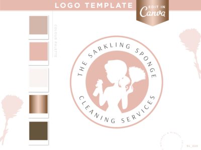 Maid Cleaning Service Logo editable in Canva. Sparkle Single logo you can add to your business card for your house cleaning business.