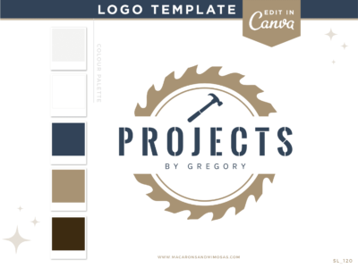Construction company logo template perfect for Home Repair Handyman, Carpentry business, Woodworking Services, Flooring, Roofing and more!