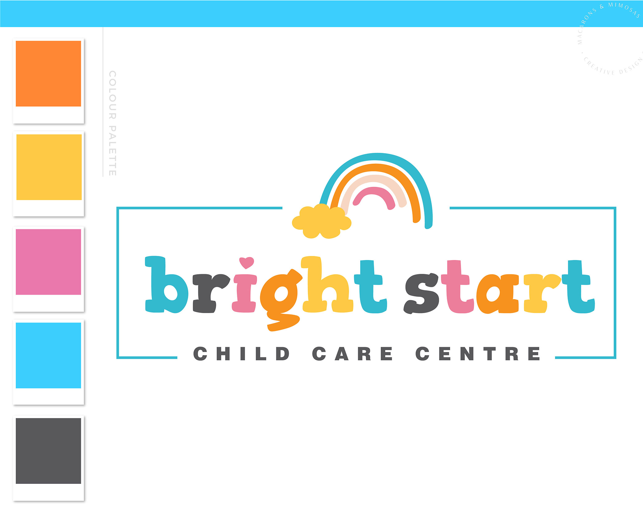 Rainbow Logo Design, Daycare Child Care Baby Boutique Logo and Watermark, Photography Branding Kit, Cute Kids Logo Branding