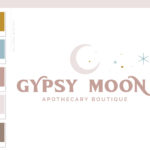 Magic Moon Stars Boho Logo Design, Modern Apothecary Bohemian Logo Watermark and Branding Kit, Mystical Modern Simple Gypsy Brand