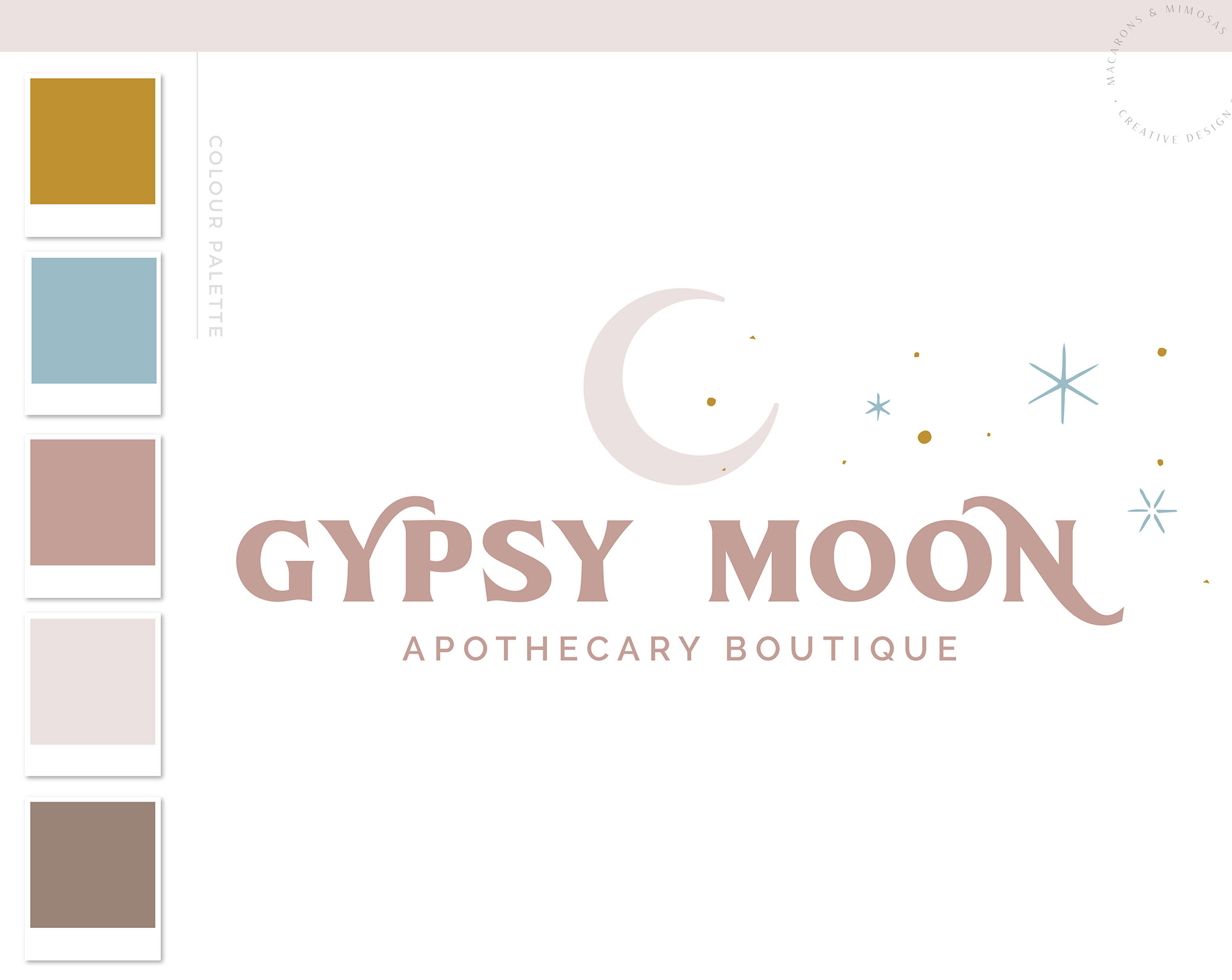 Magic Moon Stars Boho Logo Design, Modern Apothecary Bohemian Logo Watermark and Branding Kit, Mystical Modern Simple Gypsy Brand