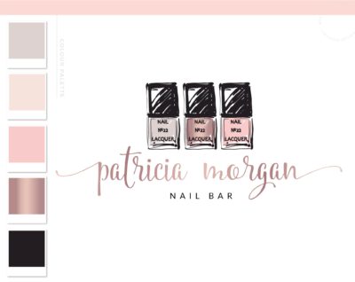 Nail polish Logo, nail Salon Logo Design, makeup Technician Branding Kit for Beauty Artists and Bloggers, Premade Mink Logo Template for nail