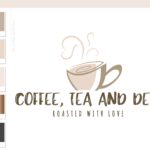 Heart Latte Logo Design, Cafe Coffee Cup Logo & Branding Kit, Tea Mug Logo Package, Premade Drink Logo Watermark for Social Media Blog