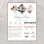 Brand collaboration proposal template 2 pages editable in Canva showing partnership and creator statistics layout