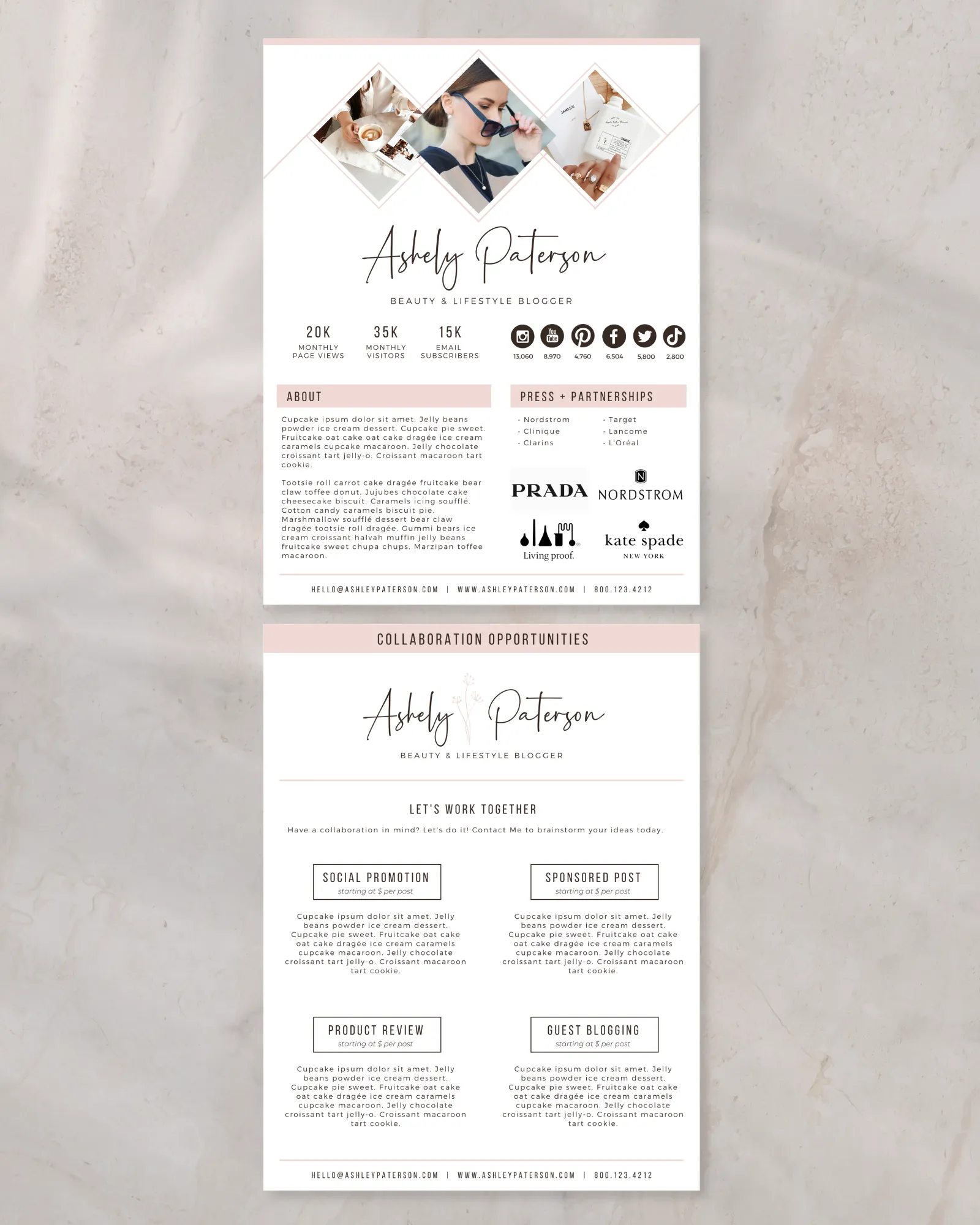 Canva brand collaboration pitch deck template with audience insights and partnership presentation