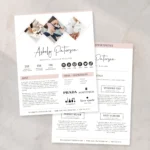 Brand collaboration proposal template 2 pages editable in Canva showing partnership and creator statistics layout