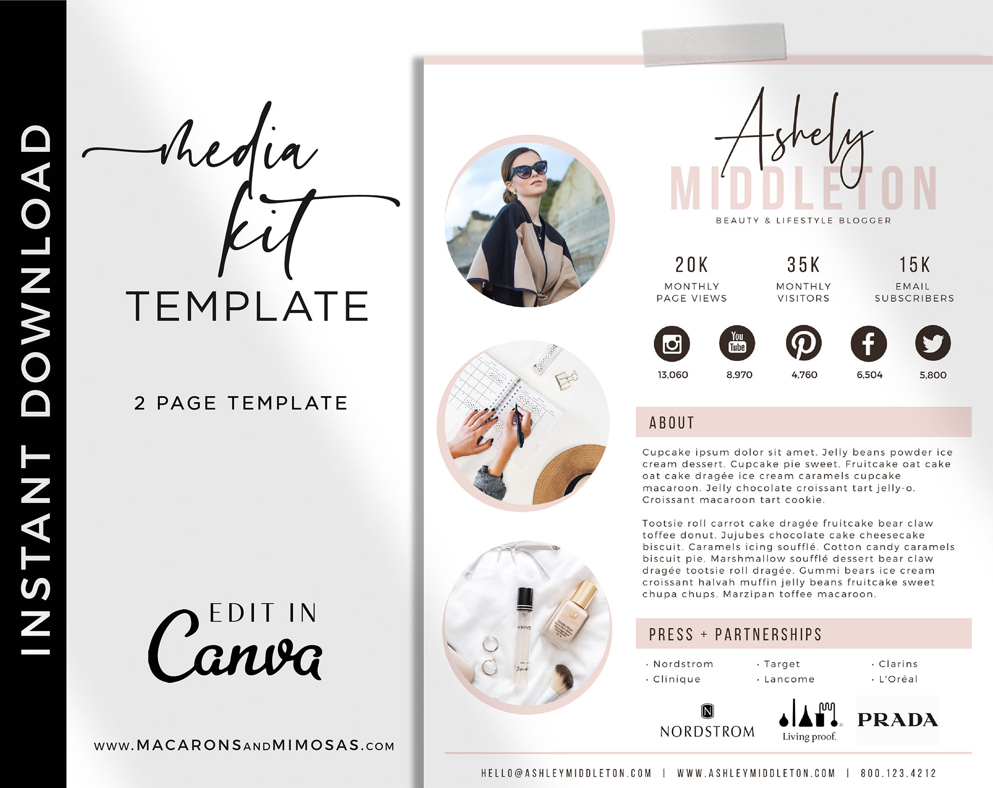 Media Kit Template for Canva, Instagram Brand Ambassador Media Kit Template, Press Kit, Pitch Kit, Blogger Template, Influencer Media Kit