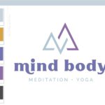 Wellness Logo, Health Pilates Yoga Studio Branding Logo Design, Barre Logo Package, Abstract Mountain Logos Watermark, Fitness Trainer