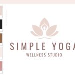 Lotus Flower Girl Logo, Yoga Logos Watermark, Fitness Training, Health Wellness Pilates Studio Branding Logo Design, Barre Logo Package