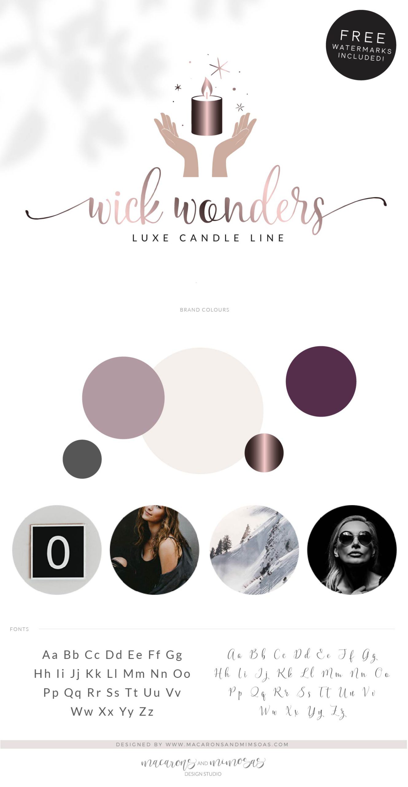 Wick Wonders Logo Design Macarons And Mimosas