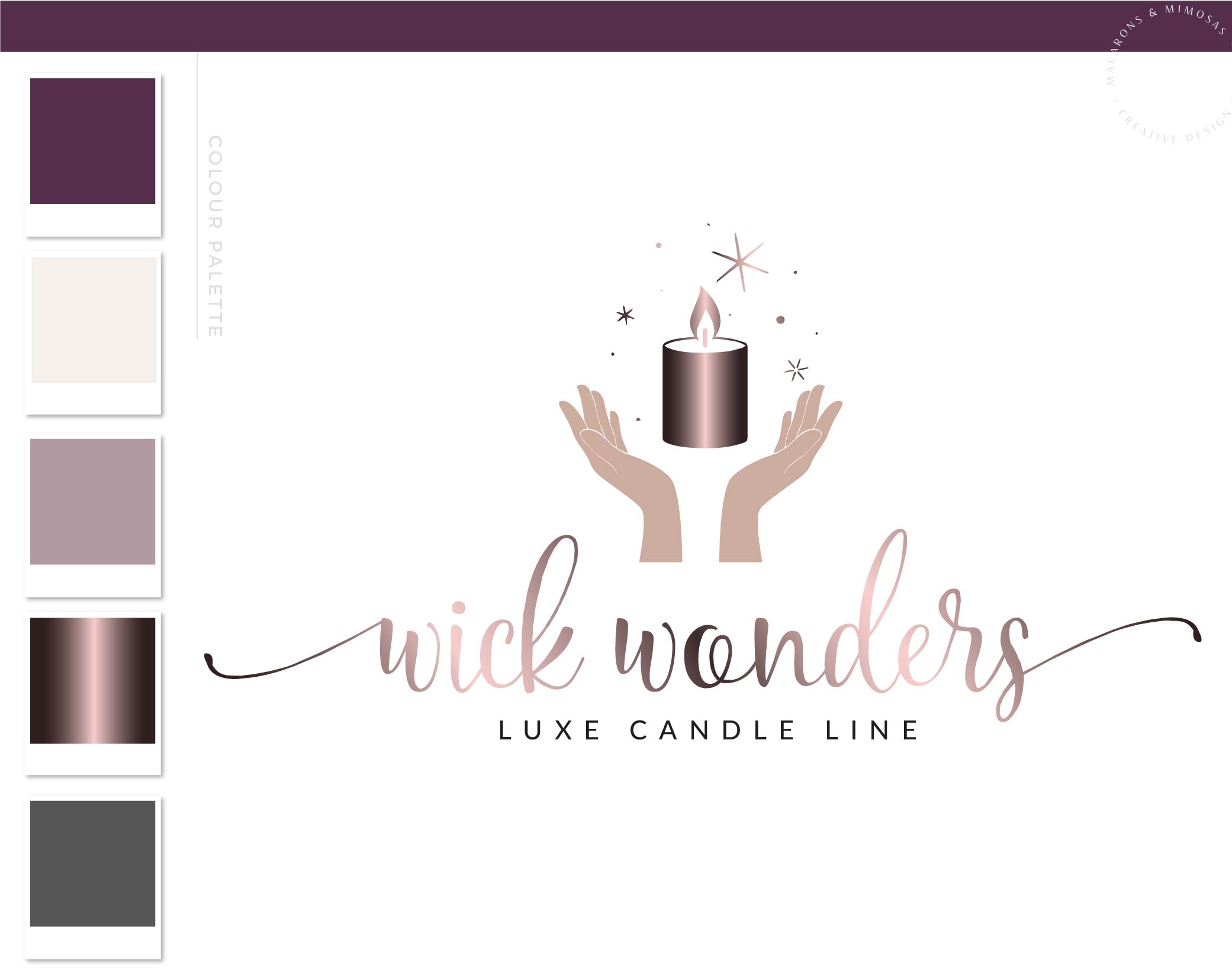Hand Candle Logo Design, Decor Wick Candle Boutique Logo Branding Package, Small business Brand Design, Healing Spiritual Flame logo