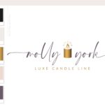 Wick Logo, Candle Flame Logo, Hand Poured Boutique Logo Branding Package, Candle Hold Melts Brand Design, Healing Spiritual Decor logo
