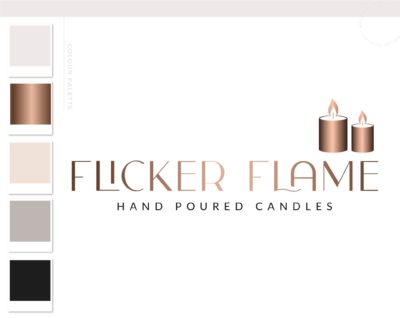 Flame Logo, Candle Wick Logo, Hand Poured Boutique Logo Branding Package, Candle Hold Melts Brand Design, Healing Spiritual Decor logo