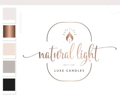 Candle Label Logo Design, Flame Wick Candle Boutique Logo Branding Package, Small business Brand Design, Healing Spiritual Decor logo