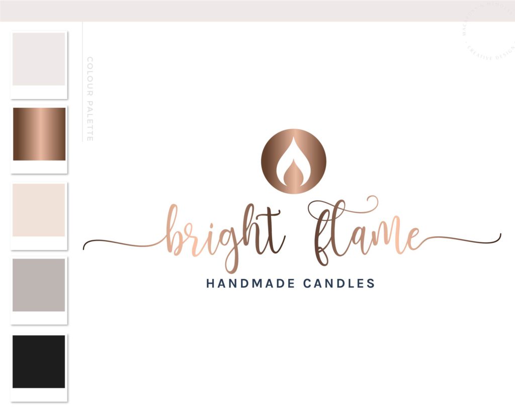 Bright Flame Logo Design • Macarons and Mimosas