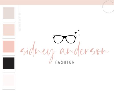 Sunglasses Logo, Eyeglasses with Heart Branding, Fashion Blogger Influencer Logo Branding Kit, Boutique Branding for Glasses Logo Watermark