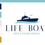 Boat Logo, Fishing Rentals Marina logo, Nautical Sailing Logo, Vintage Anchor Ocean Brand Watermark, Boat Wheel Water Travel Agency Logo