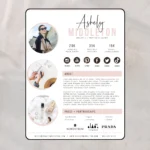 UGC portfolio template 2 pages editable in Canva showing content examples and creator statistics