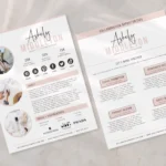 UGC portfolio template 2 pages editable in Canva showing content examples and creator statistics