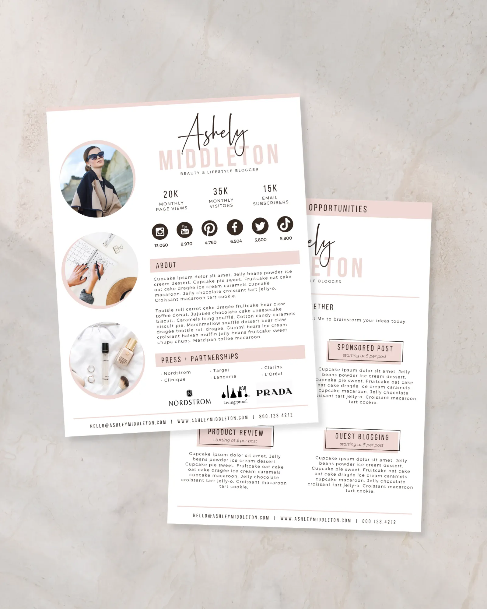 Canva UGC portfolio and media kit template with brand collaboration presentation layout