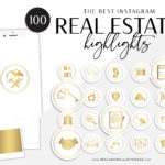 100 Real Estate Instagram Story Highlight Icons, Gold White IG Icons, Story Highlight Icons, IG Stories Post cover, social media icons