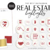 Keller Williams Instagram Icons, 100 Real Estate Instagram Story Highlights, Red Gold IG Icons, Story Highlight Icons, IG Stories cover