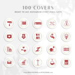 100 Real Estate Instagram Story Highlight Icons, Red Gold IG Icons, Story Highlight Icons, IG Stories cover, Keller Williams Realtor Icons