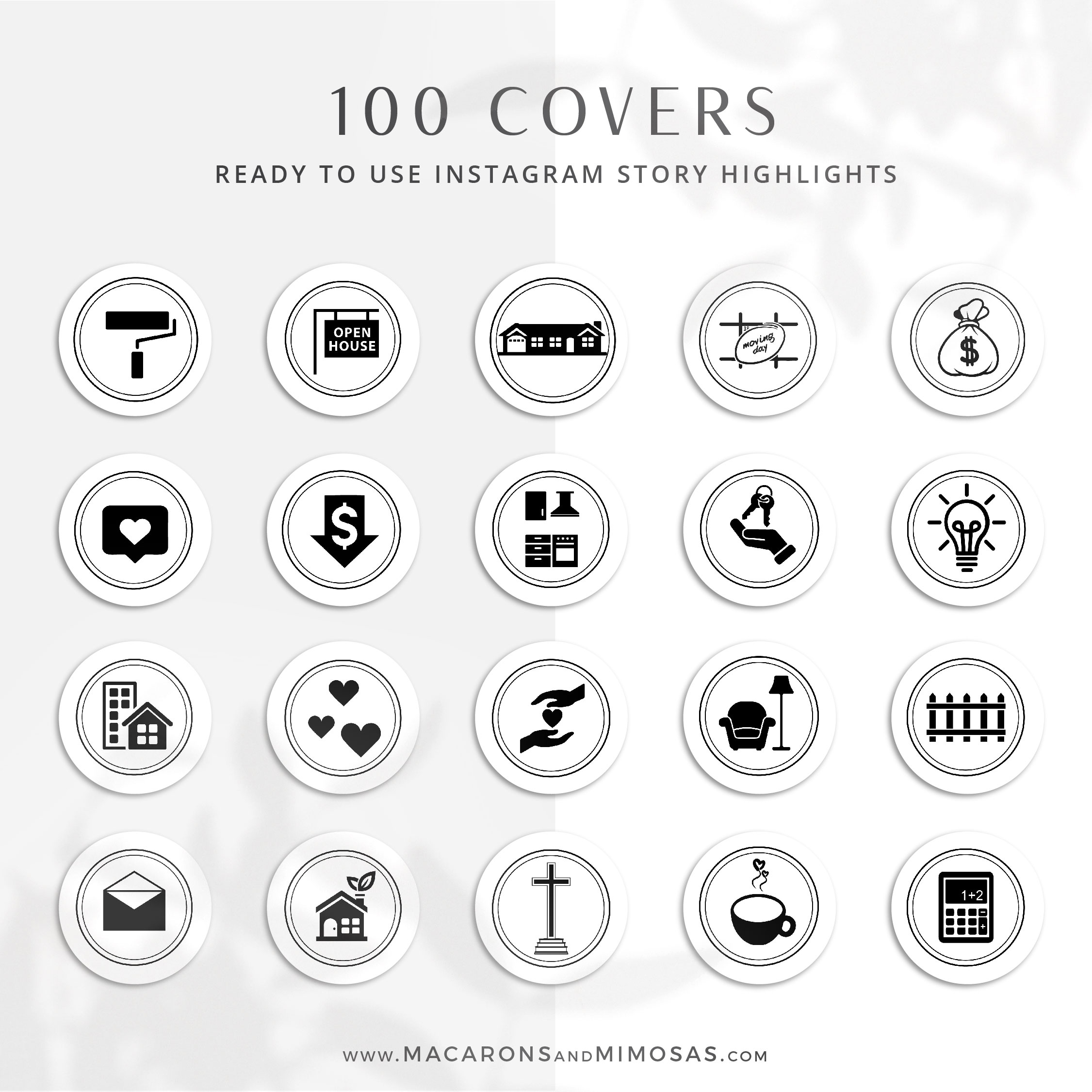 100 Real Estate Instagram Story Highlight Icons, Black House IG Icons, Story Highlight Icons, Interior Design Home social media icons