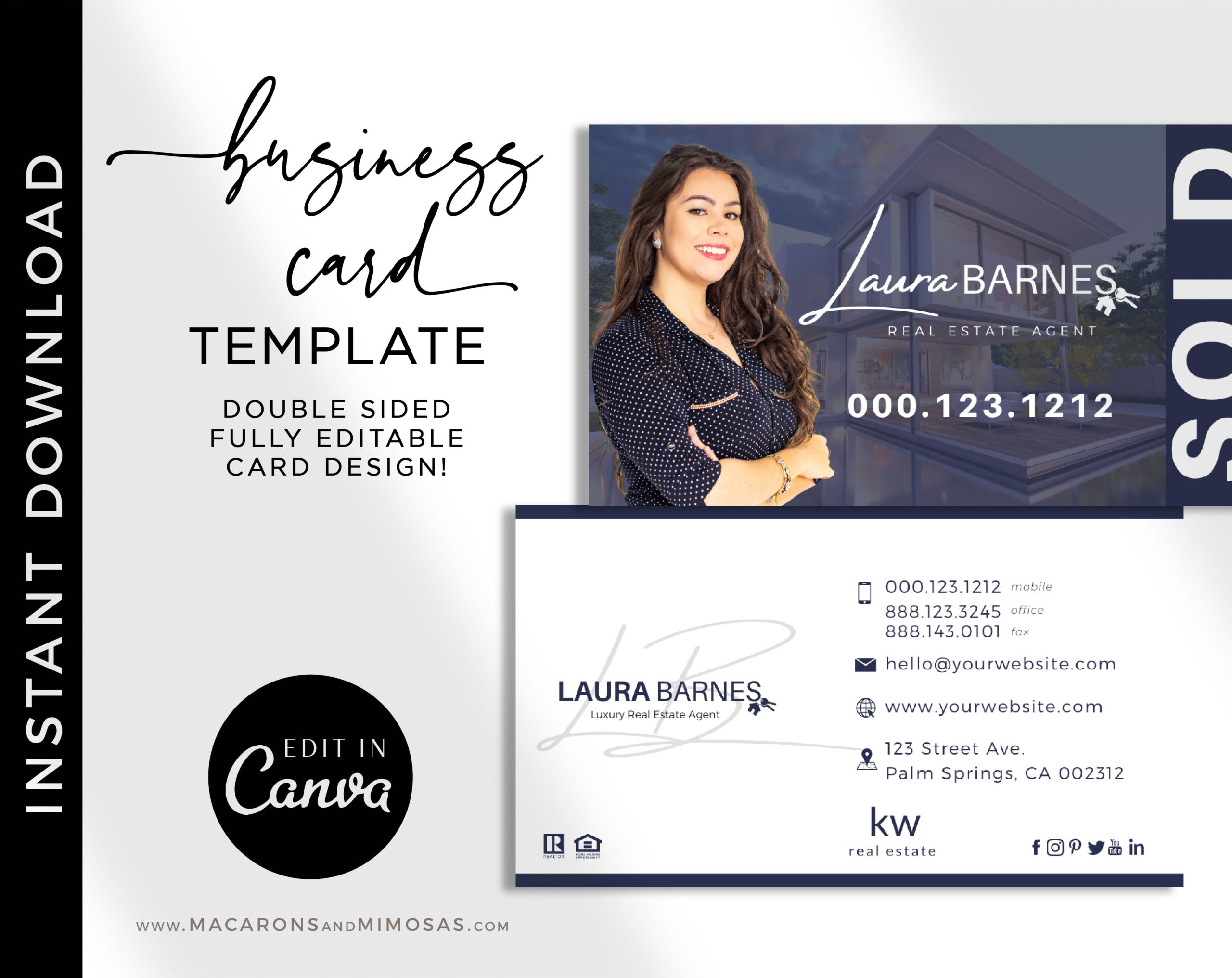 Real Estate Business Cards • Macarons and Mimosas Within Real Estate Agent Business Card Template