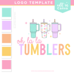 Tumbler Logo, Floral Stanley Travel Tumbler Clipart Logo Design for Etsy Shop Branding, Custom Tumbler Crafting Design