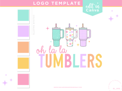 Tumbler Logo, Floral Stanley Travel Tumbler Clipart Logo Design for Etsy Shop Branding, Custom Tumbler Crafting Design