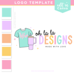 Arts and crafts logo templates for tumbler and t-shirt business. Edit this super cute fun logo template for your small handmade business.