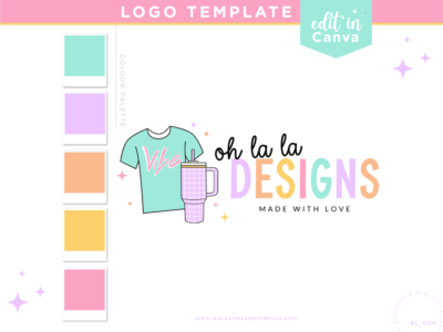 Arts and crafts logo templates for tumbler and t-shirt business. Edit this super cute fun logo template for your small handmade business.