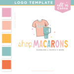 T-shirt business logo templates for you to edit in Canva. Cute t-shirt and tumbler handmade business brand design to style your shop!