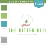 Dispensary logos for cannabis featuring weed SVG graphics to edit in Canva. We also design fully custom branding for your cannabis weed business.