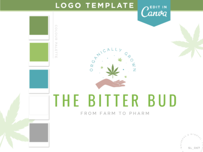 Dispensary logos for cannabis featuring weed SVG graphics to edit in Canva. We also design fully custom branding for your cannabis weed business.