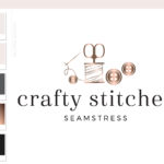Premade Crafting Logo, Sewing Seamstress Logo Design, Handmade logo Design for Etsy, Circuit Logo, Button Needle & Thread Branding Package