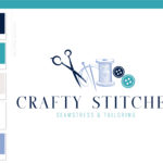 Thread Logo Design, Premade Sewing Craft Logo, Handmade Logo Design for Etsy, Circuit Logo Branding, Quilt Business Logo Branding Package