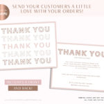 Pink Thank You Card Template for Canva, Printable, Customizable Thank you Card templates, Small Business Thank You Package Insert