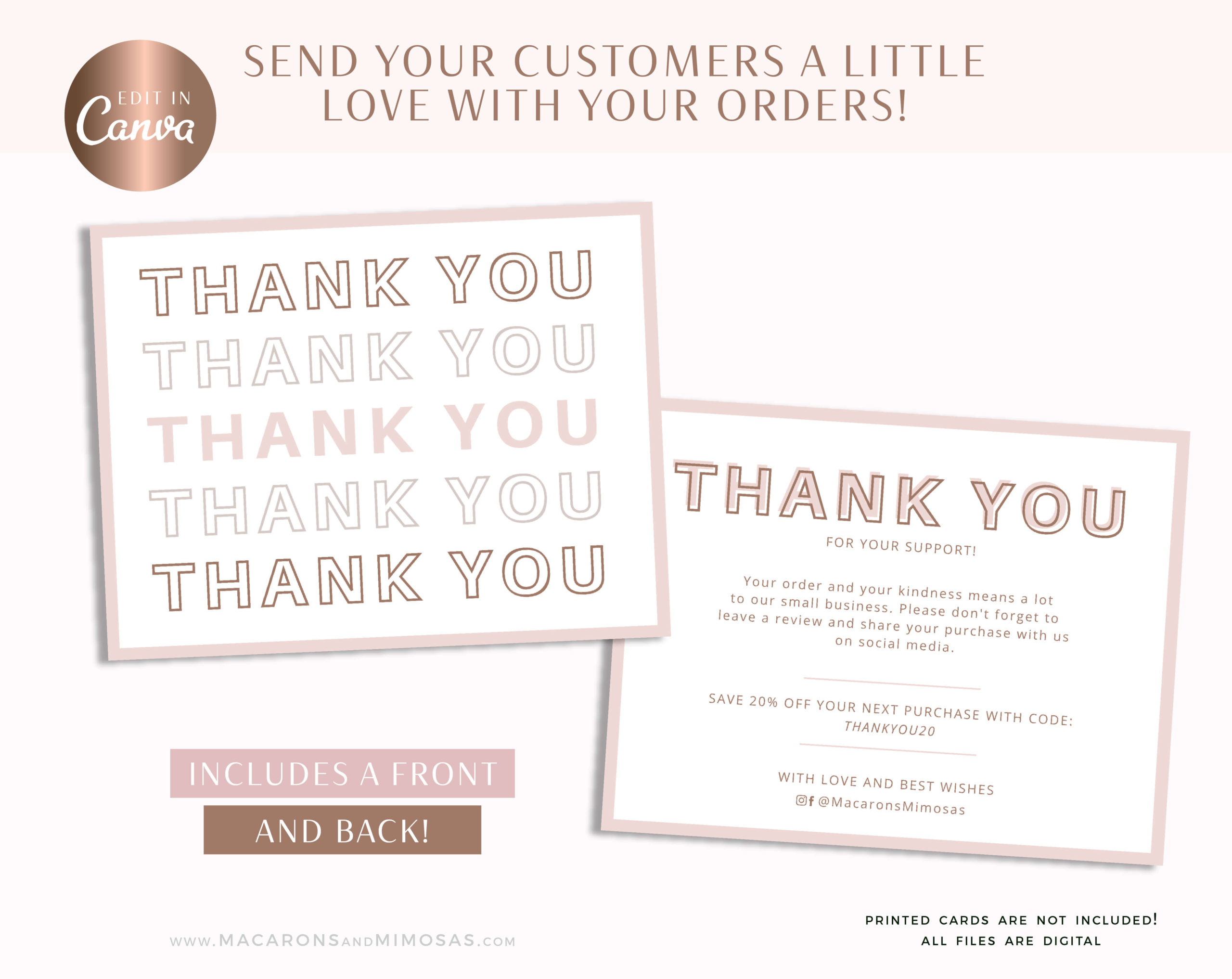 MINI Thank You Card Template - Printable Business Thank You Cards