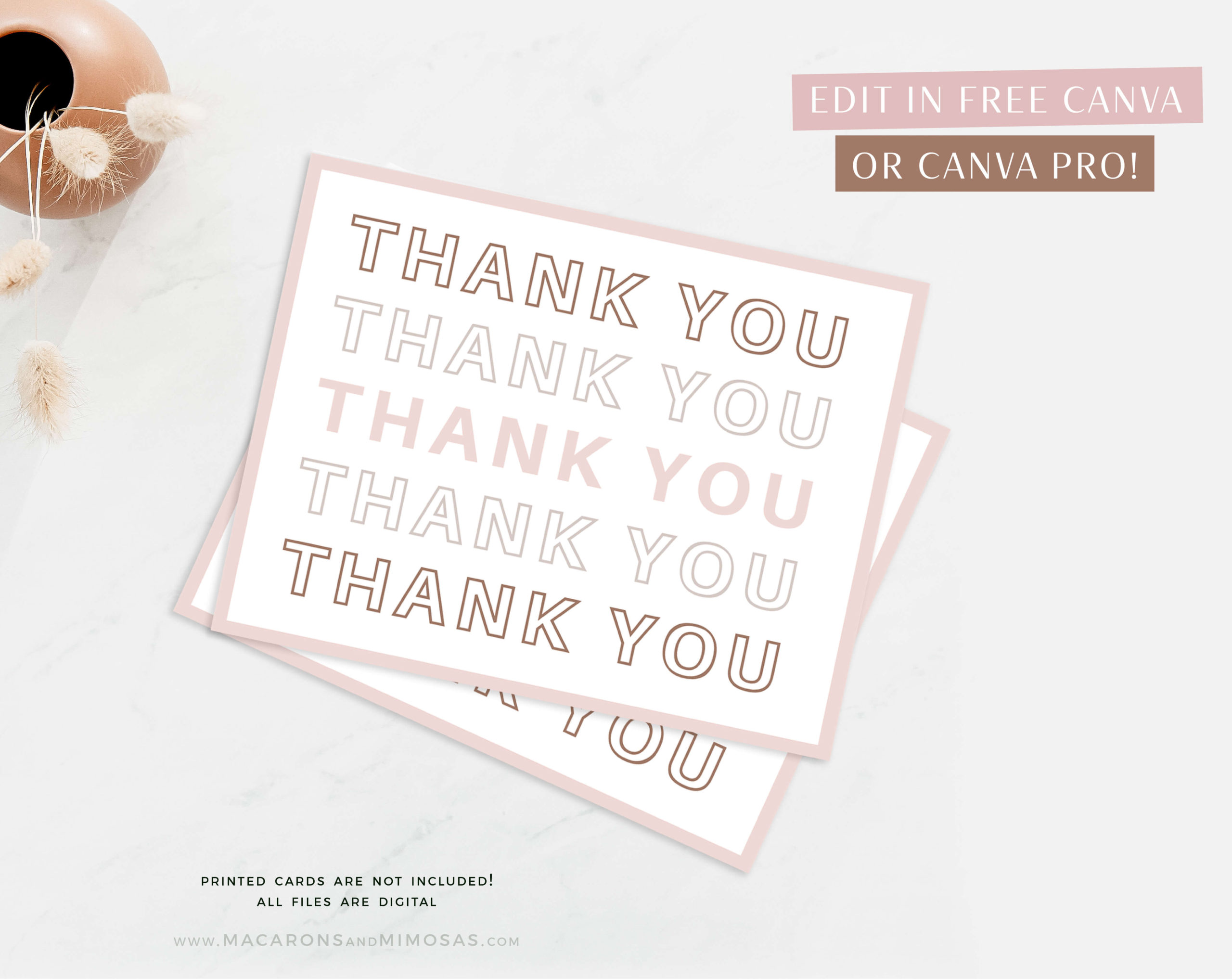 Pink Thank You Card Template for Canva, Printable, Customizable Thank you Card templates, Small Business Thank You Package Insert